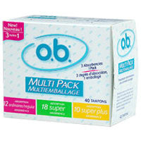 O.B. Non-Applicator Tampons, Multi-Pack - 40 Ea